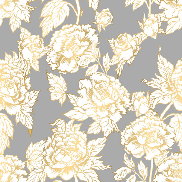 Seamless pattern with fantasy flowers, natural wallpaper, floral decoration curl illustration. Paisley print hand drawn elements. Home decor. - Vektör, Görsel