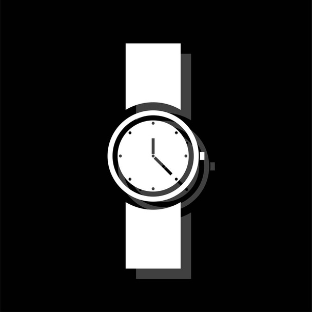 Reloj de pulsera. Icono simple plano blanco con sombra
 - Vector, Imagen