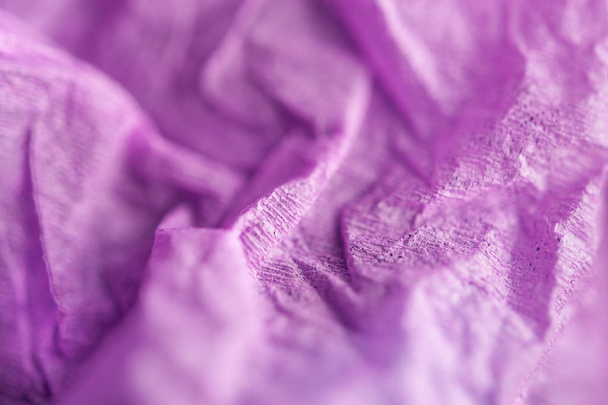 Multi-colored crumpled real vivid paper sheets texture background. Close up. Shallow depth of field. - Фото, изображение
