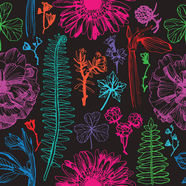 Vector illustration of colorful floral elements - ベクター画像