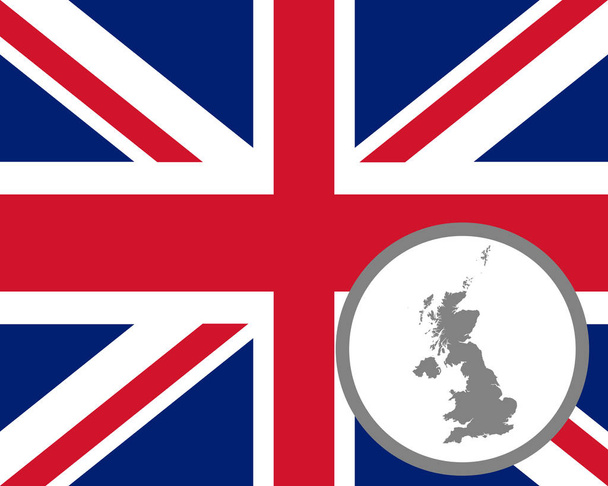 Britse vlag en kaart - Vector, afbeelding