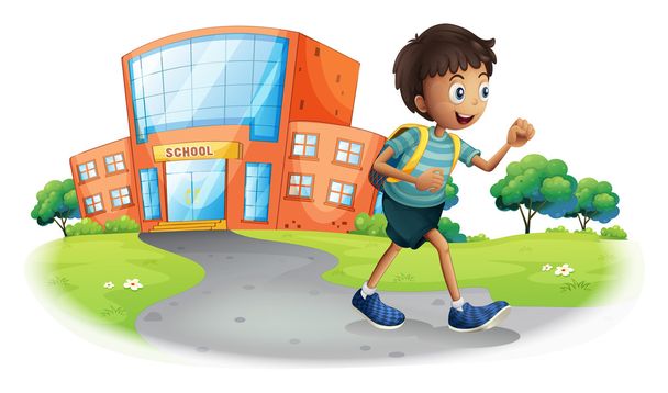 Um rapaz a ir para casa da escola
 - Vetor, Imagem