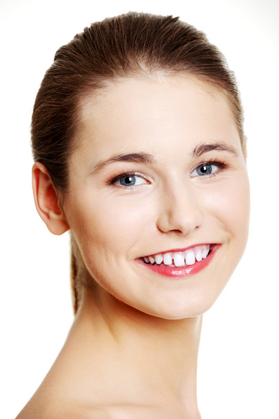 Beautiful teen woman's face with fresh clean skin - Фото, изображение