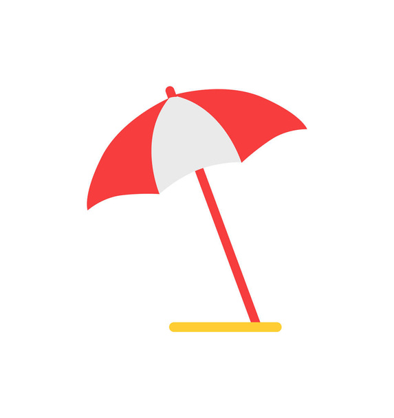 Beach Umbrella Emblem Cartoon Isolated Vector Icon - ベクター画像