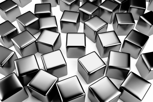 Steel cube in the crowd of scattered cubes - Photo, Image