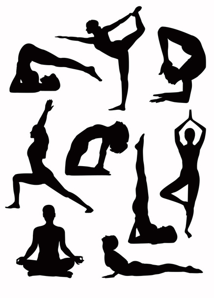 Siluetas de yoga - vector
 - Vector, Imagen