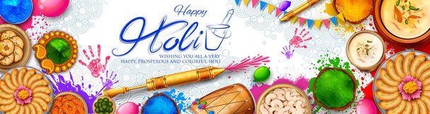 kleurrijke promotionele achtergrond voor Festival van kleuren viering met bericht in Hindi Holi Hain betekenis Its Holi - Vector, afbeelding