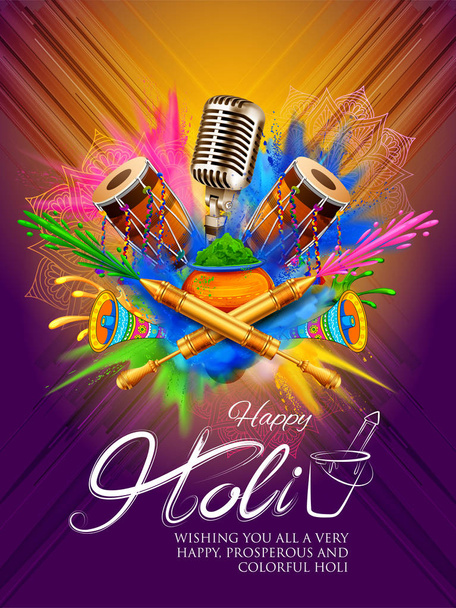 renkli promosyon arka plan renkleri Festivali kutlama Hintçe Holi onun Holi anlamı Hain mesajıyla için - Vektör, Görsel