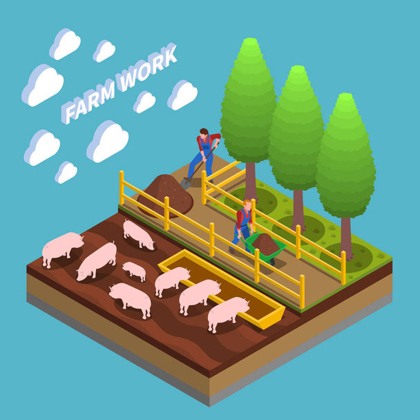 Agricultural Isometric Composition - Vector, Image