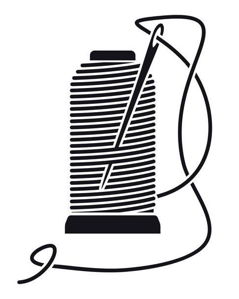 Икона Шитье Нити на катушках. Векторная изолированная катушка. Силуэт
 - Вектор,изображение