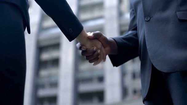 Business people shaking hands, agreed about contract, successful negotiation - Foto, imagen
