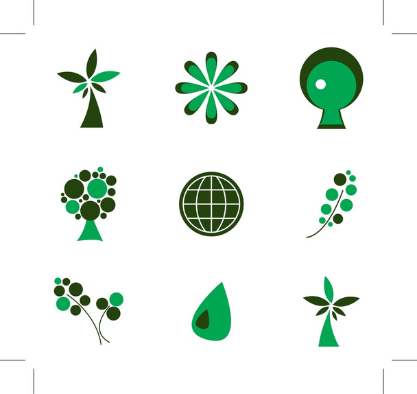 Zöld vektoros ikonok - eco concepti - Vektor, kép
