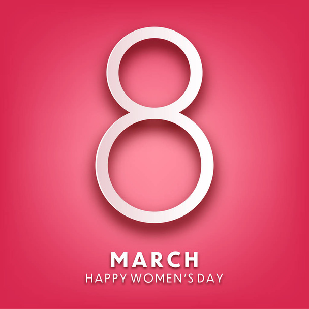Hintergrund zum Frauentag mit Text. 8. März internationaler Feiertag. Grußkarte aus Papier mit Nummer und Datum. Vektorillustration. - Vektor, Bild
