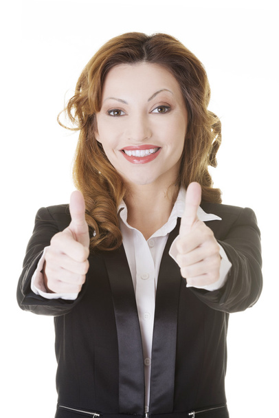 Business woman with thumbs up, ok gesture - 写真・画像
