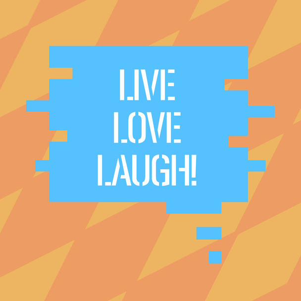 Szöveg jel mutatja, hogy élni szeretet nevetni. Fogalmi fénykép inspirált pozitív élvezheti a napsütést, nevetés jó humor üres színes beszéd buborék fotó Puzzle darab alakzat részére bemutatás címek. - Fotó, kép