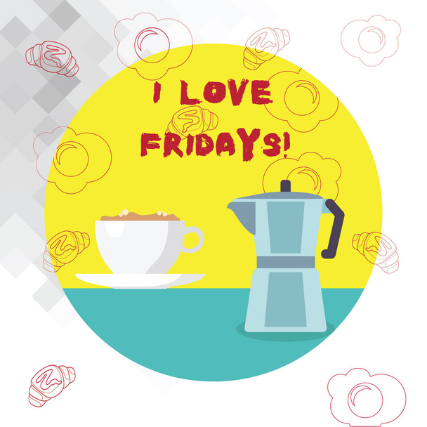 Escritura conceptual que muestra I Love Fridays. Texto de la foto de negocios El afecto por el inicio del fin de semana disfrutar de días libres
. - Foto, imagen