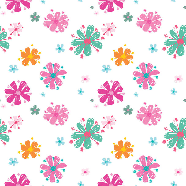 Vector colorful painterly floral seamless pattern background. Perfect for textile design, fashion prints, paper backgrounds, gift wrap and stationery and print on demand products. - Vektor, Bild