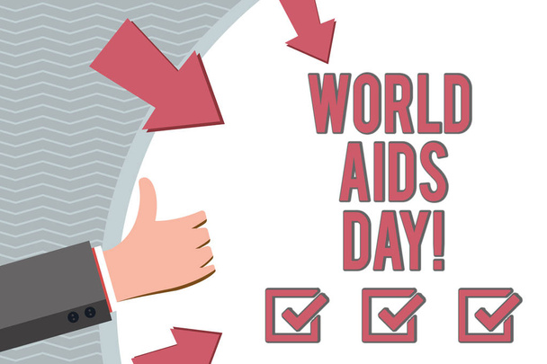Escritura manual conceptual que muestra el Día Mundial del SIDA. Fotografía comercial del 1 de diciembre dedicada a la sensibilización sobre el sida
. - Foto, imagen