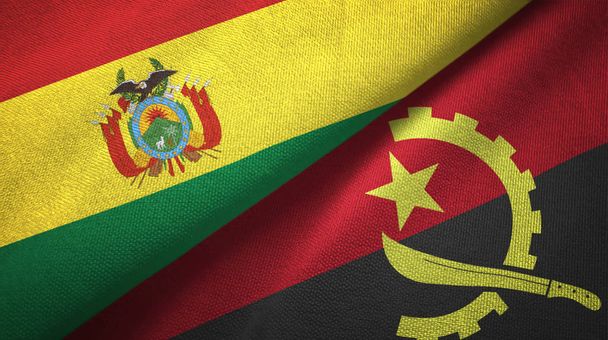 Boliwia i Angola flagi razem relacje włókienniczych tkaniny, tekstura tkanina - Zdjęcie, obraz