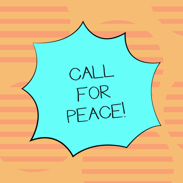 Word writing text Call For Peace. Business concept for Make votes to a peaceful world Be calmed relaxed do not fight Blank Color Explosion Blast Scream Speech Bubble photo for Promotion Ads. - Photo, Image