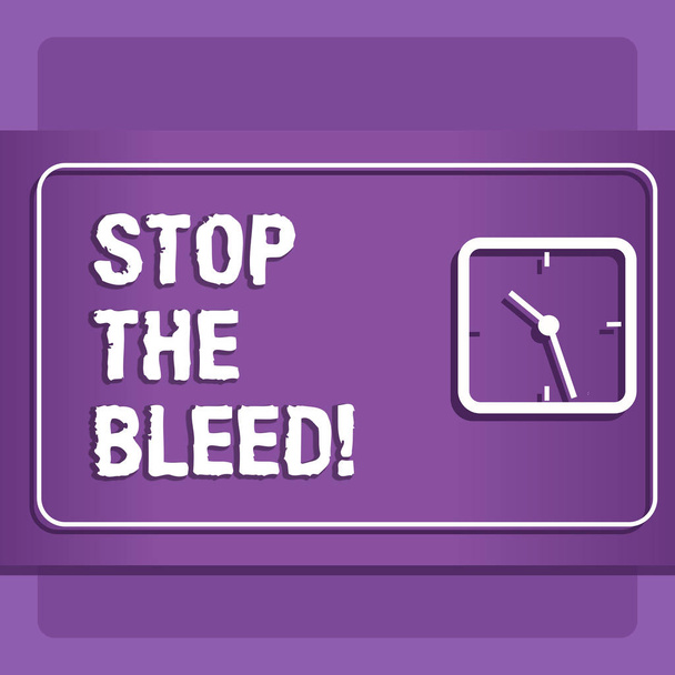 Texto de escritura de palabras Stop The Bleed. Concepto de negocio para el tratamiento médico para detener la circulación sanguínea de lesiones
. - Foto, imagen
