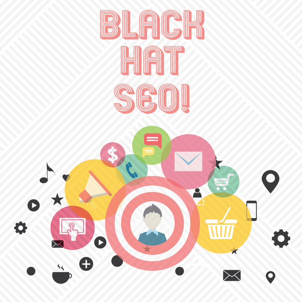 Escritura a mano conceptual que muestra Black Hat Seo. Foto de negocios mostrando la optimización del motor de búsqueda utilizando técnicas para engañar a los navegadores
. - Foto, Imagen