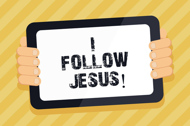 Text sign showing I Follow Jesus. Conceptual photo Religious demonstrating with lot of faith Love for God Spirituality. - Photo, Image