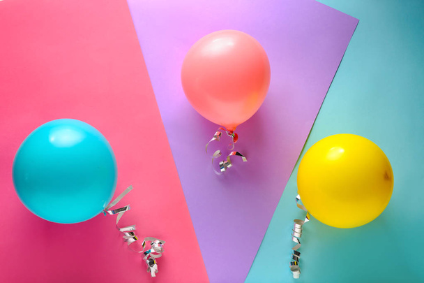 Balloons on color background - Photo, Image