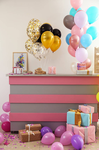 Room with reception desk decorated for Birthday party - Fotoğraf, Görsel