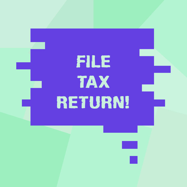 Conceptual hand writing showing File Tax Return. Business photo showcasing Paperwork to get financial money returning accountant job Speech Bubble in Puzzle Piece Shape for Presentation Ads. - Photo, Image