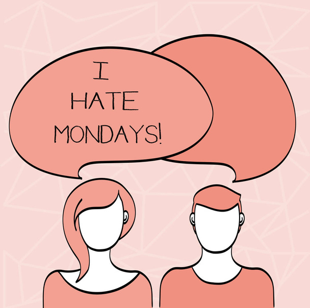 Escritura conceptual que muestra que odio los lunes. Exhibición de fotos de negocios No me gusta el primer día de la semana Volver a la rutina y el trabajo
. - Foto, imagen