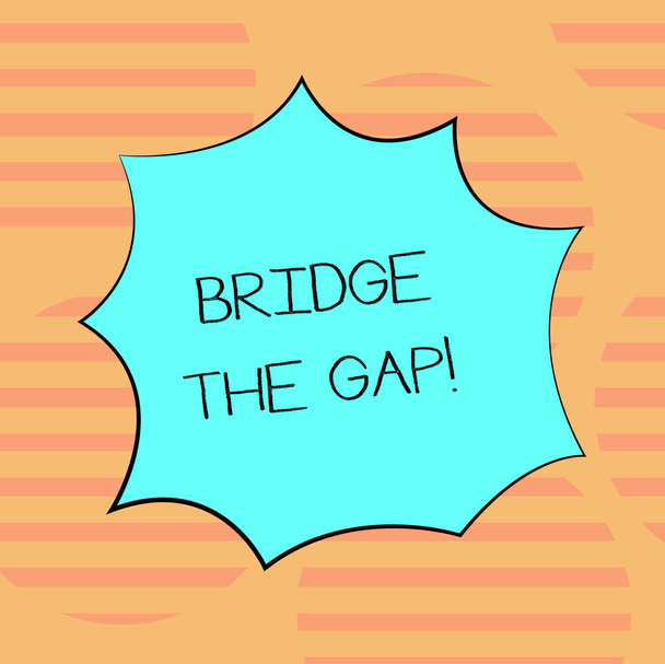 Metin Köprüsü Gap yazılı kelime. İş kavramı için Overcome engelleri meydan cesaret güçlendirme boş renk patlama patlama çığlık konuşma balonu fotoğraf promosyon reklamları için. - Fotoğraf, Görsel