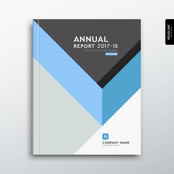 Faaliyet Raporu mavi kapak ve vektör çizim, tasarım arka plan gri üçgen - Vektör, Görsel