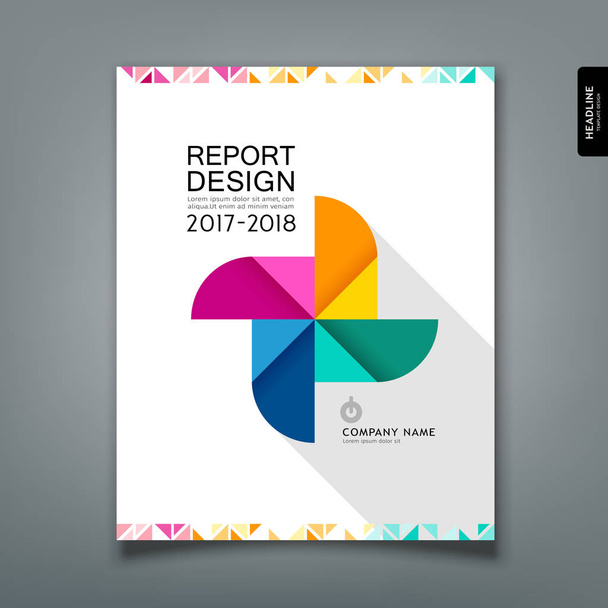 Informe anual colorido papel turbina diseño plantilla fondo, vector ilustración
 - Vector, imagen
