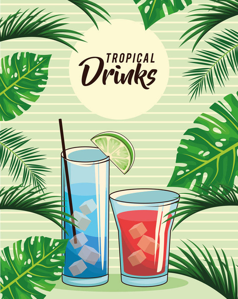 tropische cocktail dranken poster - Vector, afbeelding