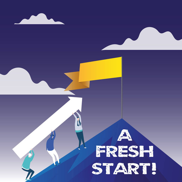 A kézírás szöveg írása, A Fresh Start. Fogalom jelentése változó irányban és stratégiákat, hogy továbbra is új kezdetek. - Fotó, kép