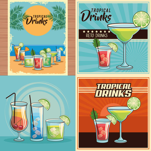 tropical cocktails poster - Vektor, obrázek