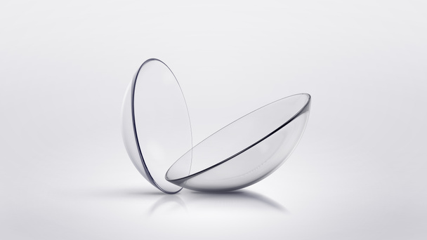3D Renderização de duas lentes de contato isoladas no fundo branco
 - Foto, Imagem