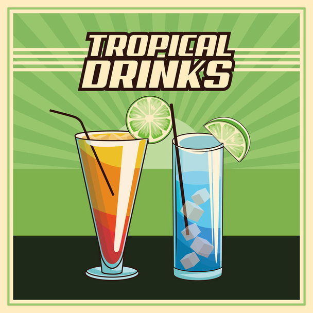 tropical cocktail poster - Vector, Image
