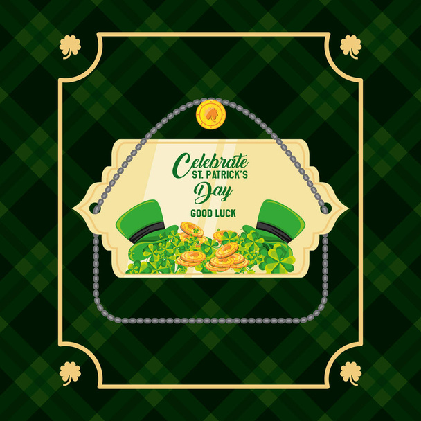 st patrick day with leprechaun hats and coins - Vector, Image