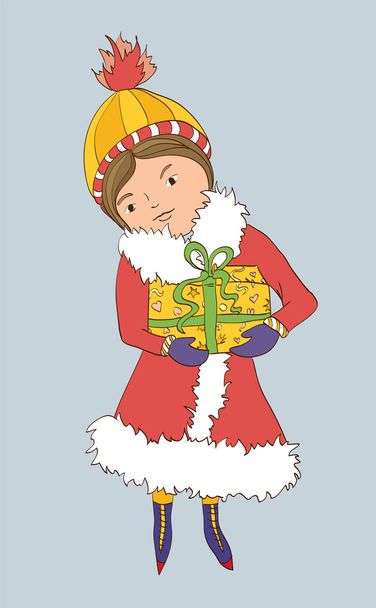 Girl with present - Vector, Image