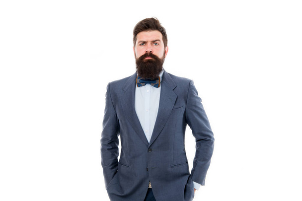 Confident brutal man. Bearded man. Office party. Mature hipster with beard. Businessman in formal suit. serious man. Business. Modern businessman. Male fashion in business office. Office life - Photo, image