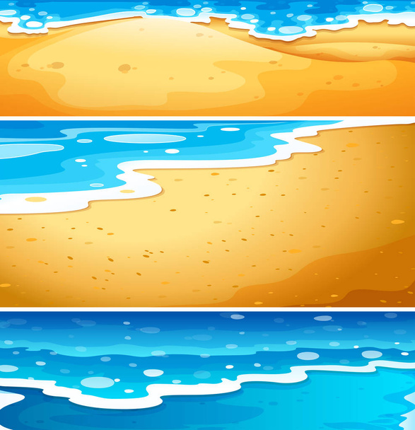 ビーチの水のシーンのイラストのセット - ベクター画像