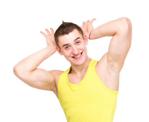 Muscular male model with great happy smile - 写真・画像