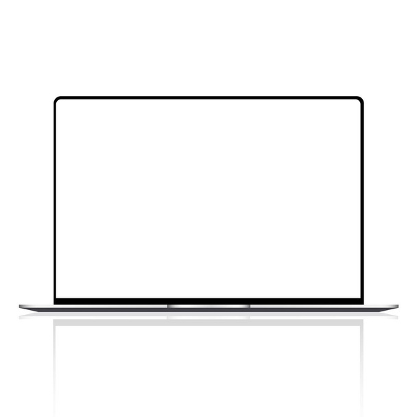 Laptop mit weißer Bildschirm-Attrappe auf. Vektor - Vektor, Bild