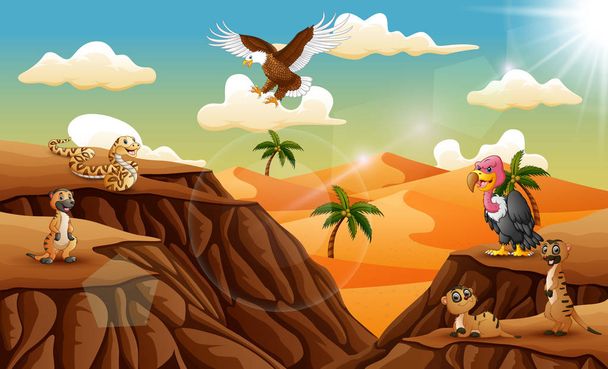 Cartoon animal in the desert background - Vector, Image