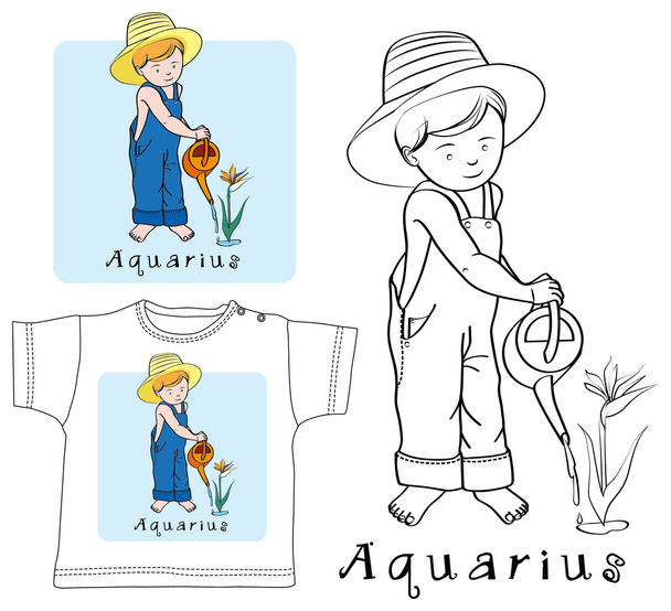 aquarius - Junge mit Gießkanne - Vektor, Bild