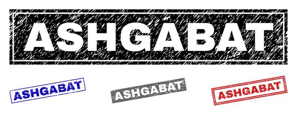 Grunge ASHGABAT Scratched Rectangle Stamps - ベクター画像
