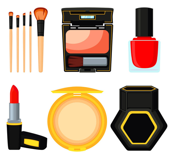 Colorful cartoon daily care cosmetic set - Vector, imagen