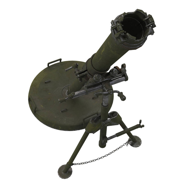 The 120-mm mortar cannon gun 2B11 on white background. 3d illustration - Photo, Image